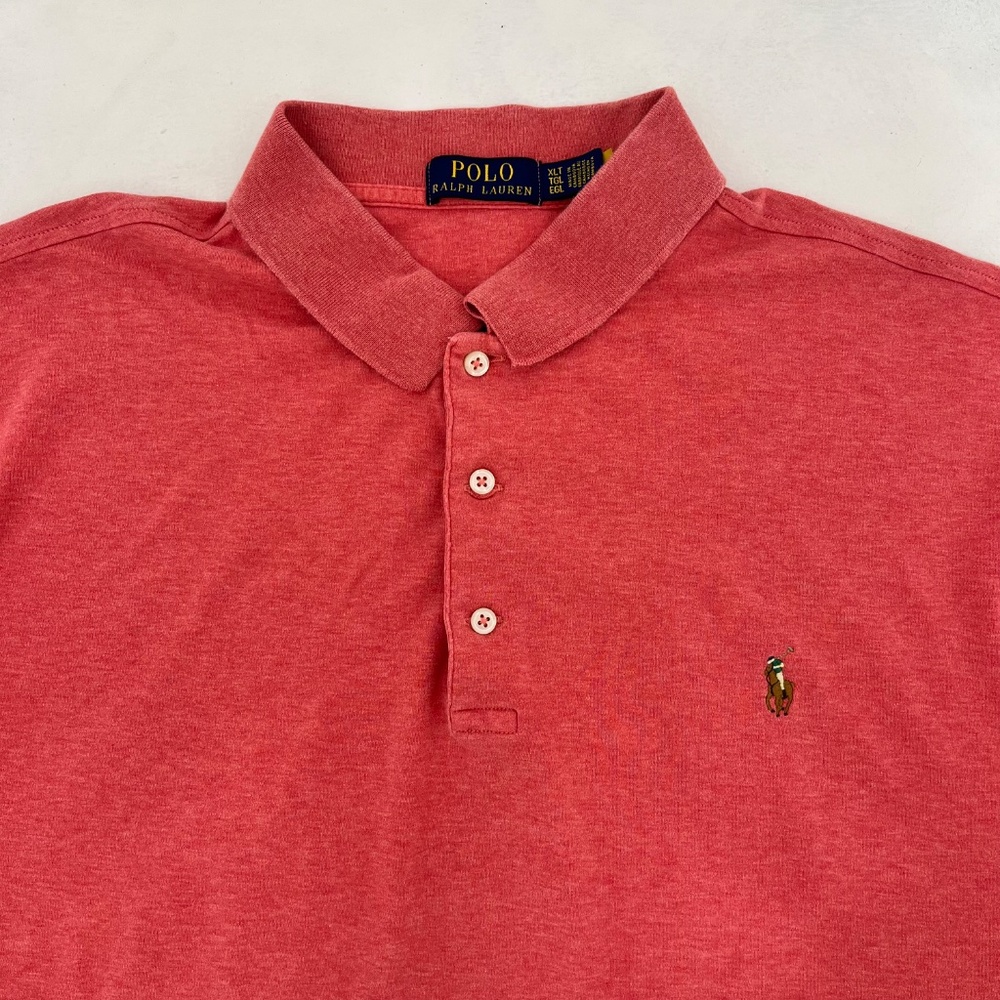 Ralph Lauren Mens Size XL Polo Shirt Heather Red Collared Short Sleeve Golf Logo - Picture 2 of 8